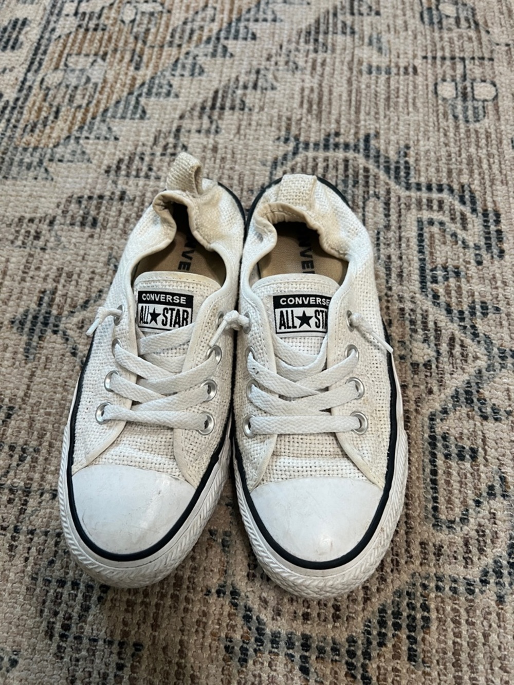 Converse White Low Top Sneakers with Black Trim